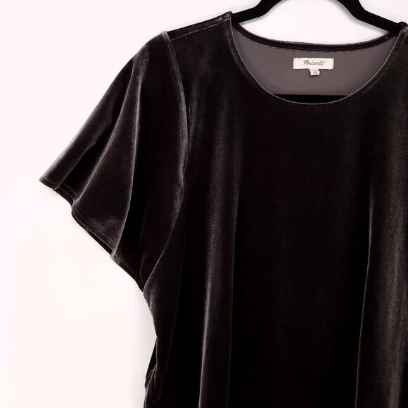 Madewell Velvet Butterfly Top Size Medium Dolman Flutter Short Sleeve - Picture 4 of 12